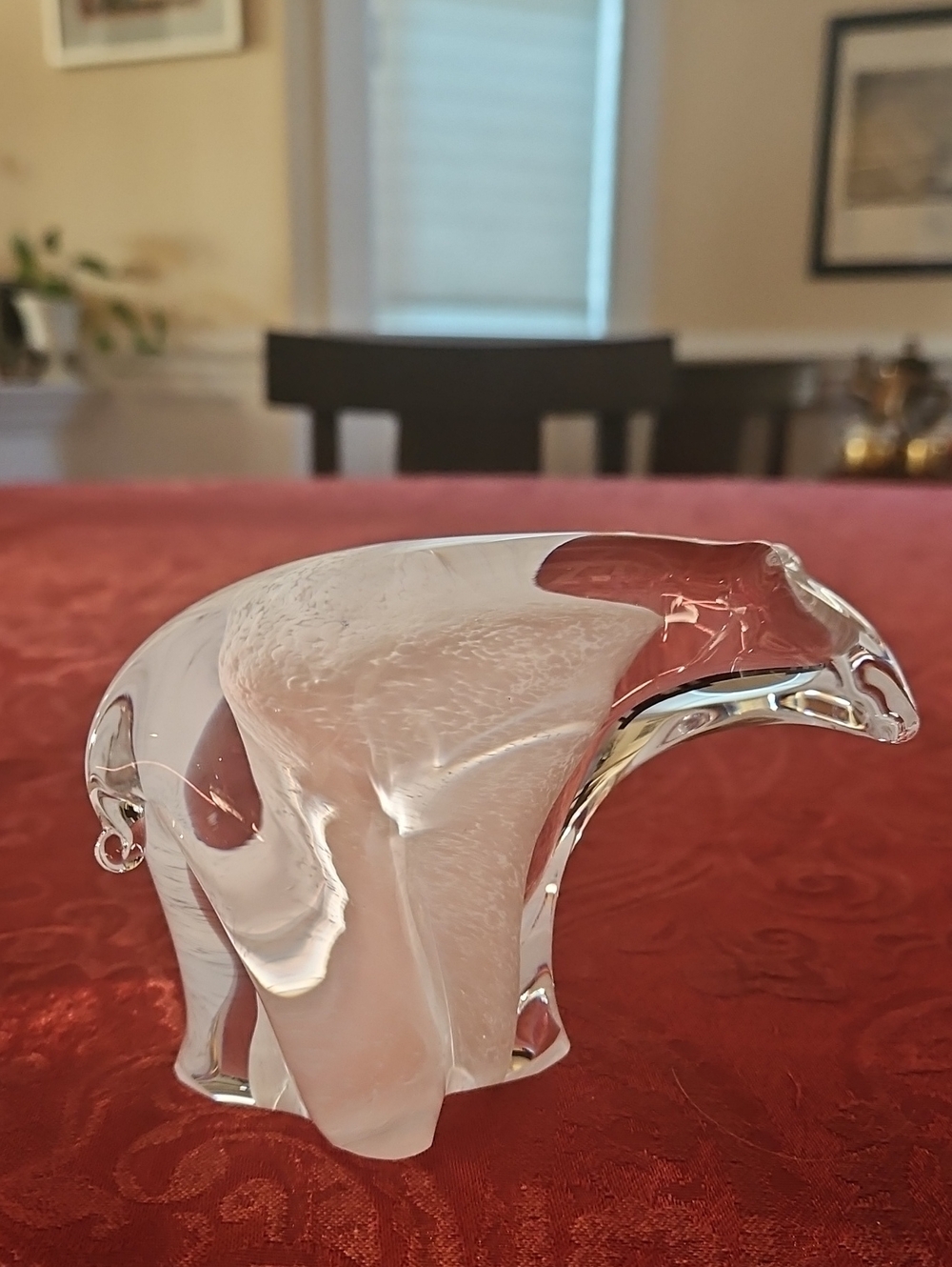 Vintage Murano Style Art Glass Polar Bear Figurine Paperweight Controlled Bubble